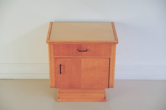 Image 1 of vintage light wood nightstand