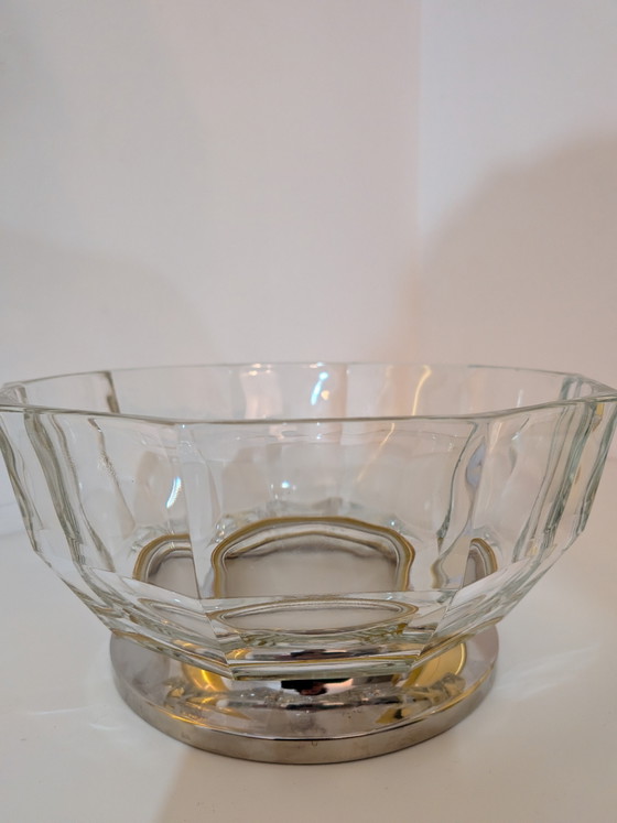 10-eckige Kristallglasschale mit versilbertem Fuß – Schalen, Crystal, Metal (photo 2 of 5)