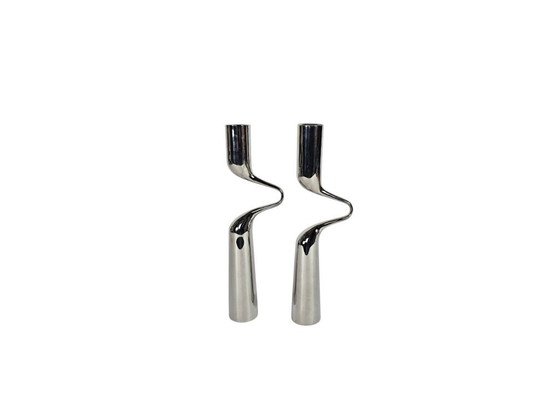 Image 1 of Menu Denmark - Mikaela Dorfel - 'Twist' candlesticks (2) - chromed steel - 2008