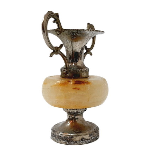 Image 1 of Vintage small decorative amphora with onyx