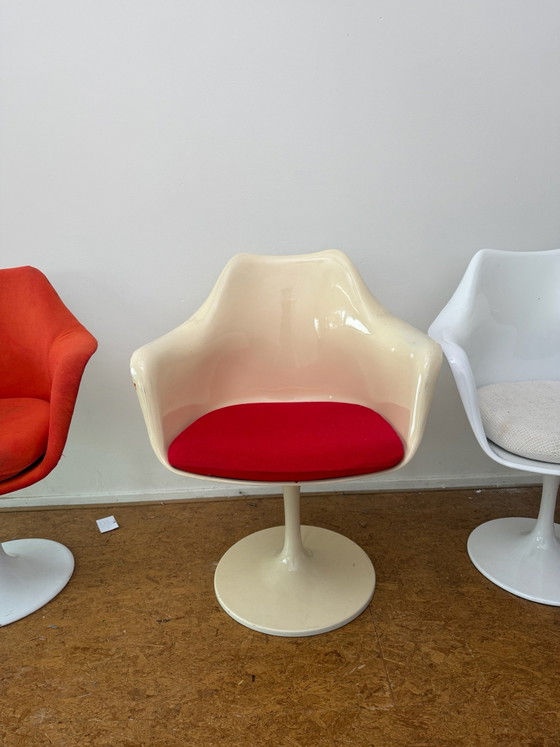 5x Sedie Tulip, Sedie da pranzo, Metallo, Plastica, Crema (foto 3 di 6)