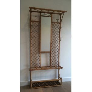 French vintage coat rack in rattan, 1970