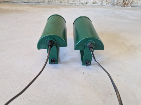 Image 1 of Set aus zwei postmodernen grünen Nachttischlampen