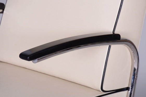 Gerestaureerde Bauhaus-fauteuil, van Mücke-Melder, nieuwe bekleding, Tsjechisch, jaren dertig – Metal, Chrome (photo 3 of 11)