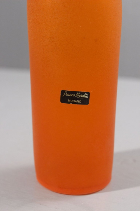 Image 1 of Franco Moretti in Murano - Scavo orange & green carafe bottle Italy 1980s