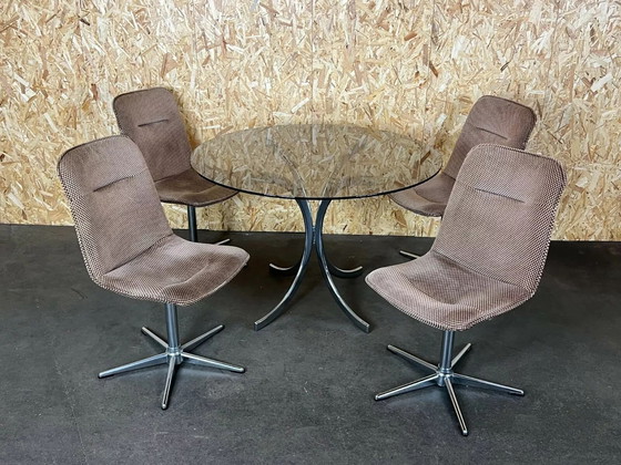 Image 1 of 60s 70s 4x Stoelen Stoel & Tafel Eetkamerstoelen Eettafel Design 60s
