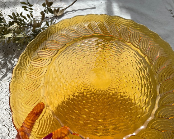 Plat rond en verre ambré ATLANTIC Arcoroc France 1950 – Vaisselle, Glass (photo 5 of 10)