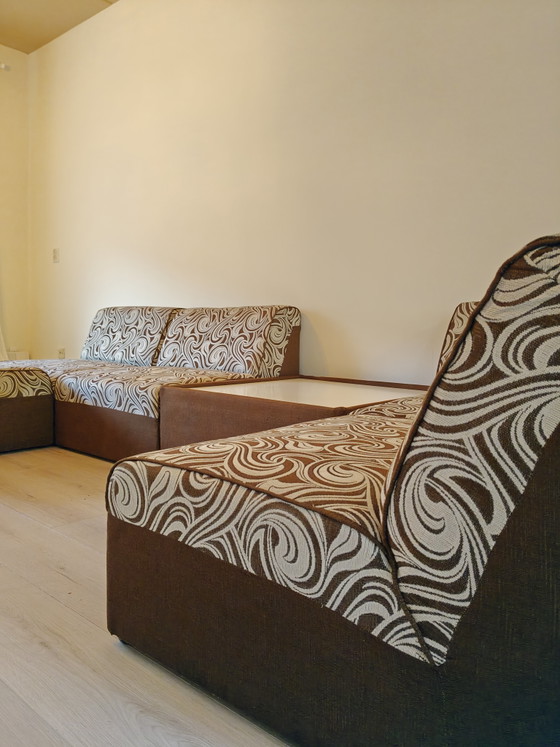 Image 1 of Vintage 70's space age design element sofa brown/cream
