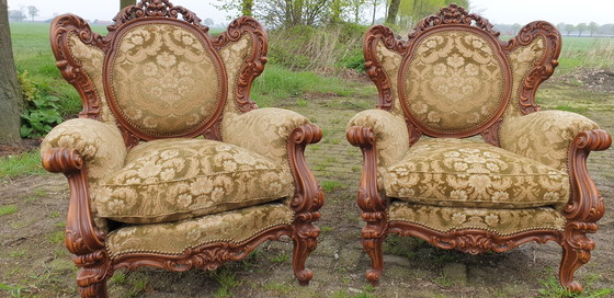 Image 1 of Italiaanse barok bank met fauteuils 
