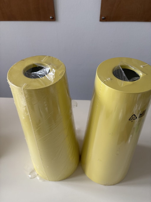 2x vintage ikea 2000 hanglamp cilinder boter geel