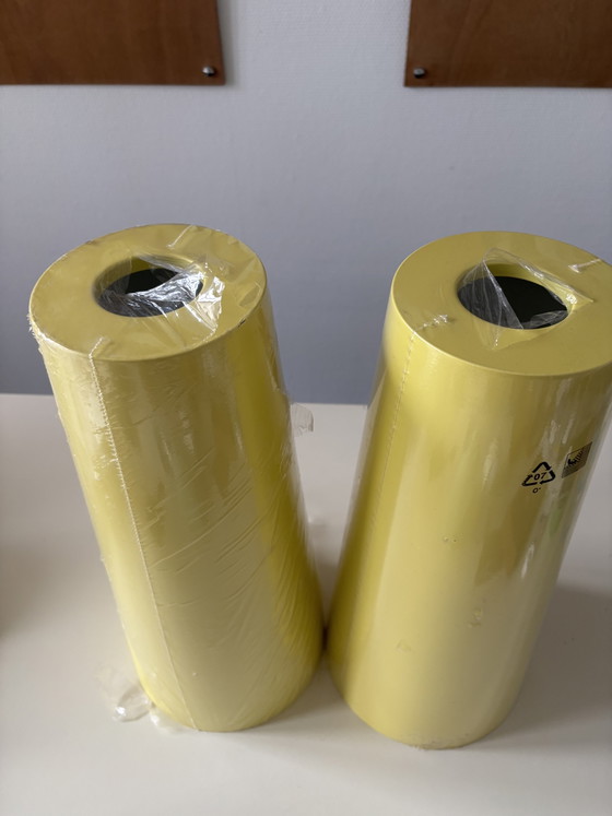 Image 1 of 2x vintage IKEA 2000 cylinder pendant lamp butter yellow