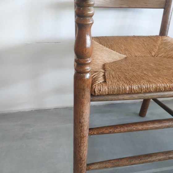 Image 1 of Chaise à boutons en osier vintage (peut-être antique) avec dossier