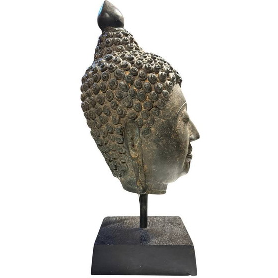 Cabeza de Buda tailandesa de bronce pesado – 39 cm – 4.3 kg Bronce de alta densidad – Estilo Sukhothai (photo 3 of 8)