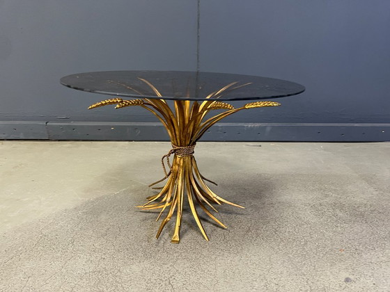Image 1 of Vintage gilt metal sheaf of wheat coco chanel coffee table or side table, 1960s