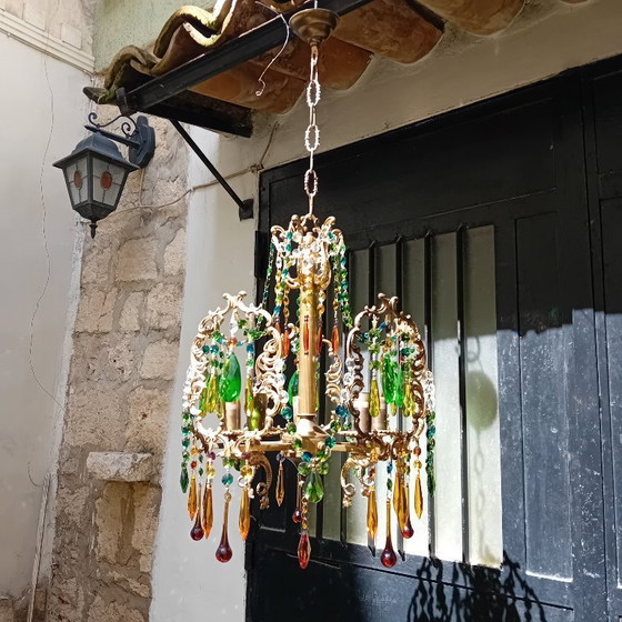 Image 1 of Vintage Italiaanse kroonluchter uit de jaren 60.