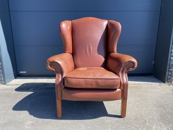 Cognac Bendic Wing Armchair – Leather, Wood (photo 6 of 7)