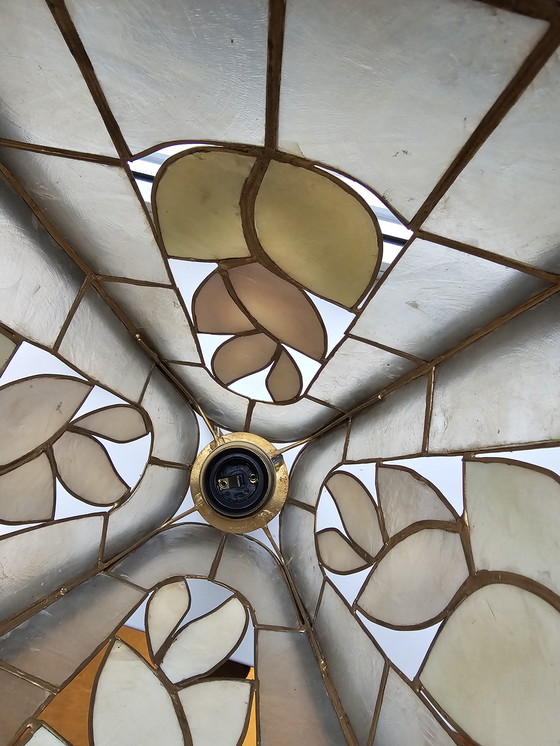 Image 1 of Lampada a sospensione vintage a forma di conchiglia Capiz, anni '60/'70