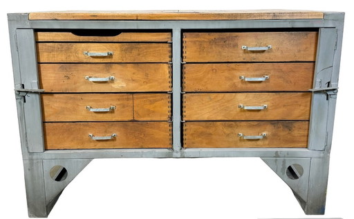 Commode industrielle grise vintage, années 1960