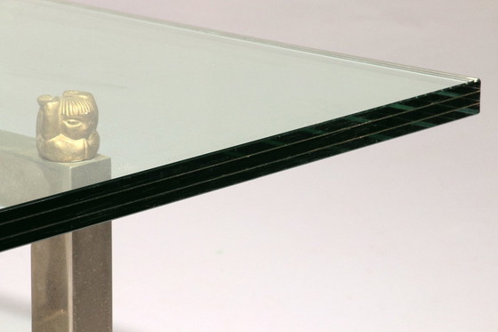 Image 1 of Tavolino da caffè in vetro Peter Ghyczy con struttura in acciaio inossidabile Biri T29