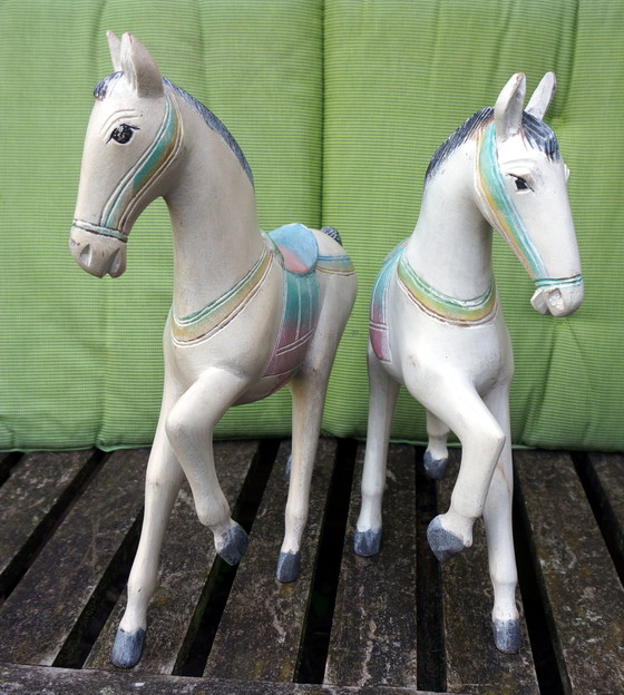 Image 1 of 2 Decoratieve Houten Paarden
