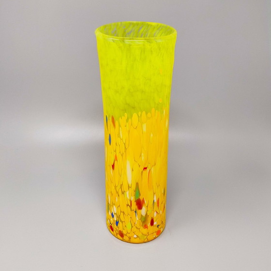 Image 1 of Vaso di lusso giallo degli anni '70 realizzato a mano in vetro di Murano dal Maestro del Vetro, prodotto in Italia