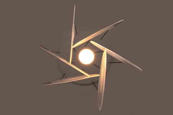 Image 1 of Lustre Carlo Nason en verre et acier – Design italien emblématique du milieu du XXe siècle (1960)