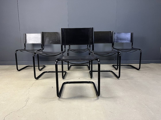 Image 1 of Ensemble de 6 chaises de salle à manger cantilever années 1980