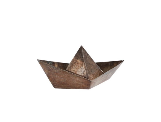 Image 1 of Scultura moderna a forma di barca di carta argentata, Paola C. di Aldo Cibic, Italia, anni '80