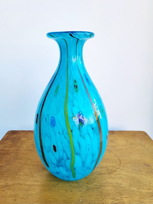 Multicolored Vase In Glass, Retro Style, 1980s, Murano, Italy