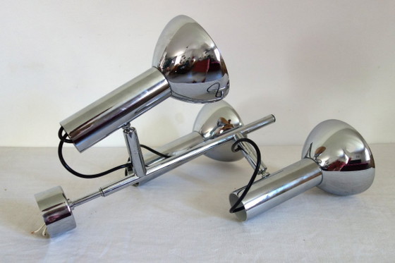 Image 1 of Lampadario a 3 faretti cromato degli anni '70