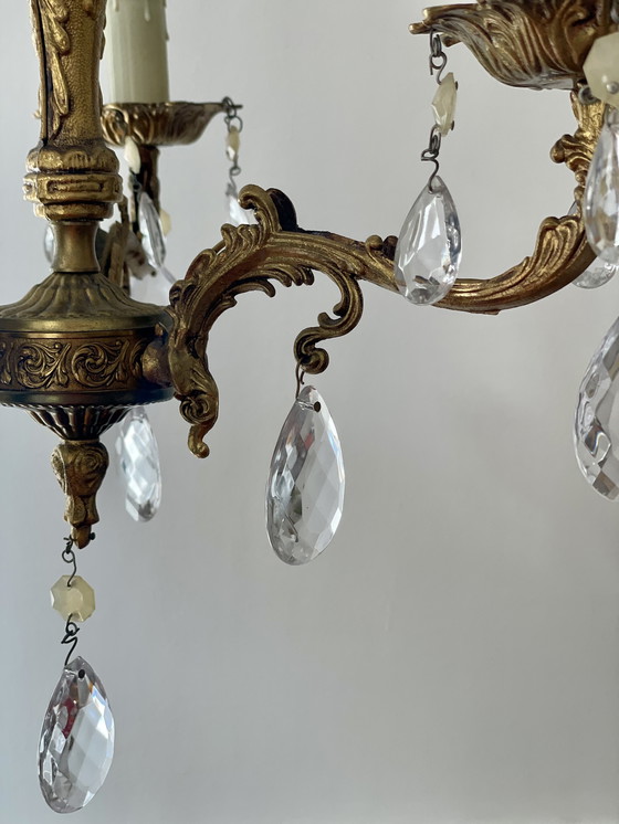 Image 1 of Lampadario a 3 bracci con nappe in ottone