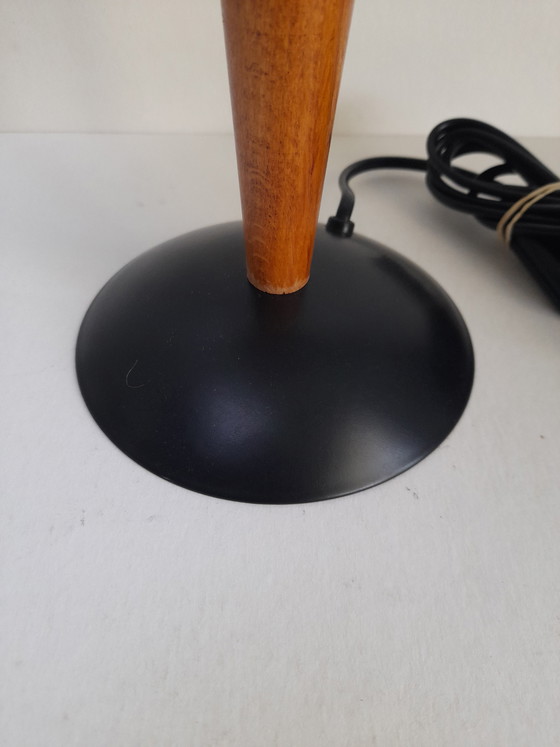 Image 1 of Mushroom-shaped table lamp in chrome and wood
