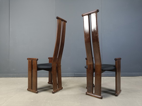 Image 1 of Post modern high back dining chairs, set of 4, 1970s 