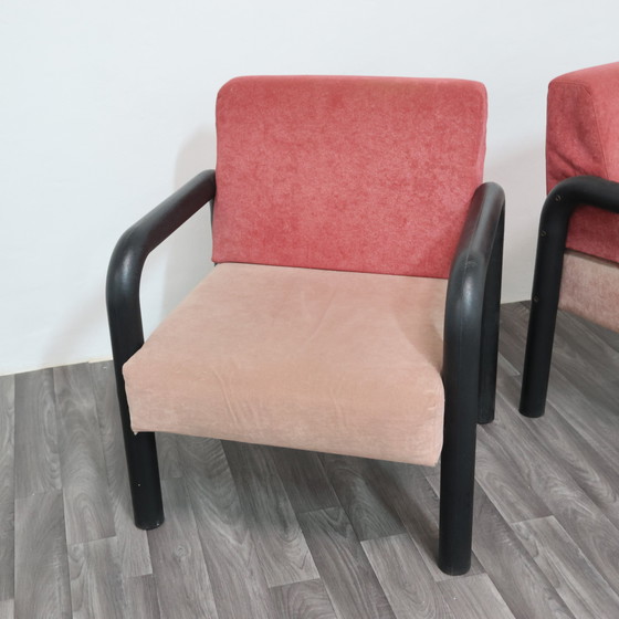 Image 1 of Paar postmoderne Memphis-stijl fauteuils uit de jaren 80, modern design