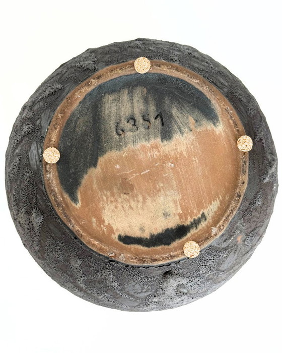 Image 1 of Vintage Fat Lava Vase – West Germany 6351 – Red & Black Lava Glaze