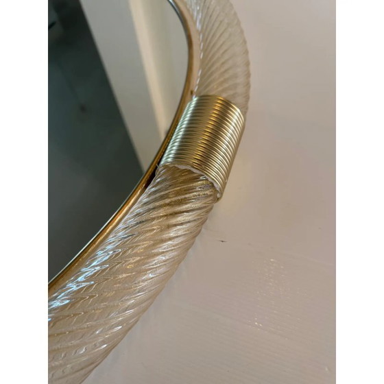 Image 1 of Elegante specchio rotondo in oro stile Murano, modello Barovier.