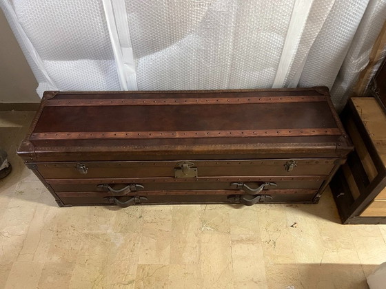 RH Mayfair Steamer Trunk Leather Low Chest Vintage Cigar, Restoration Hardware, Chest of drawers, Metal, Brown (photo 2 of 6)