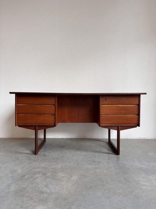 Vintage Deens bureau 2-zijdig teak