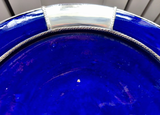 Antiker marokkanischer Wandteller mit massivem Silberrand – Wanddekoration, Ceramic, Silver (photo 10 of 12)