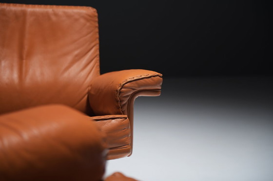 Image 1 of Très rares chaises longues DS-35 en cuir cognac/orange pour De Sede Swiss