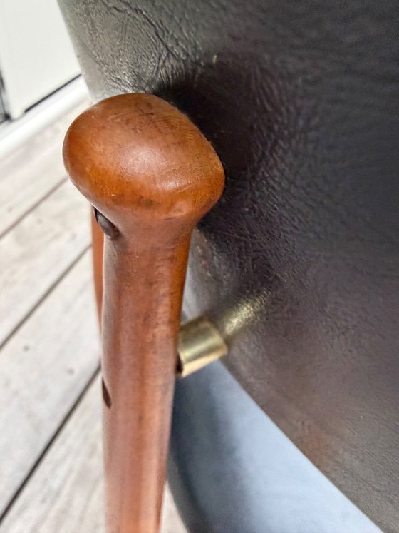 Three slender, charming 1960s French dining chairs - need restoration – Wood, Skai (photo 5 of 11)