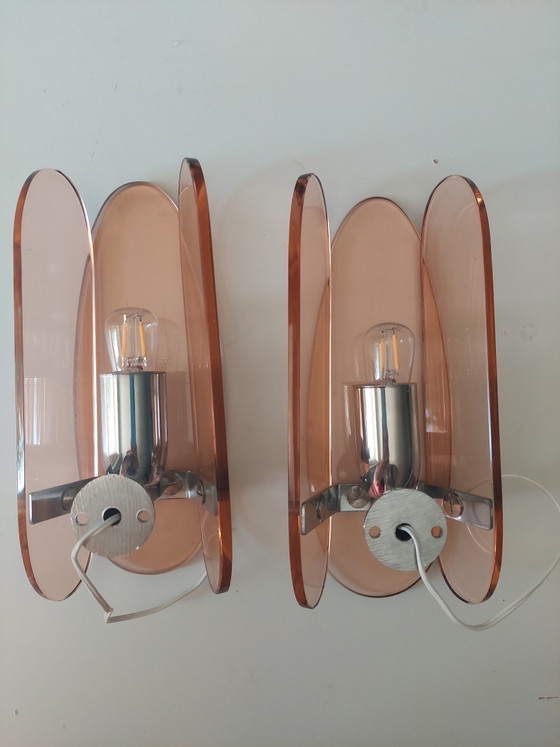 Image 1 of Set van twee Veca Murano wandlampen uit de jaren 70