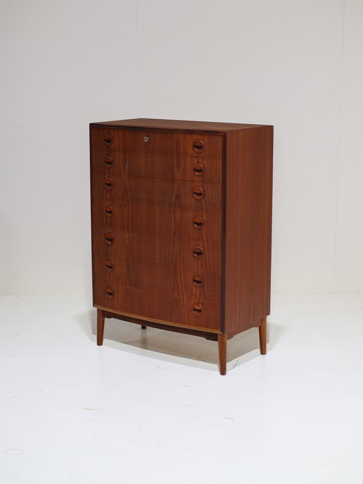 Tall spherical teak chest of drawers Danish vintage 1960s