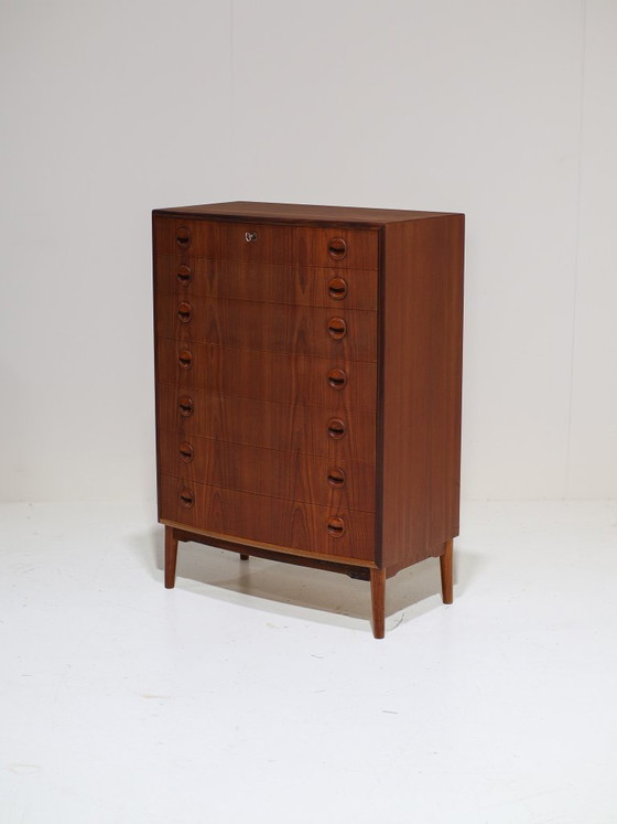 Image 1 of Tall spherical teak chest of drawers Danish vintage 1960s