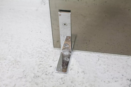 Image 1 of Pare-feu Saint-Gobain, Acier Chromé et Verre Fumé, France