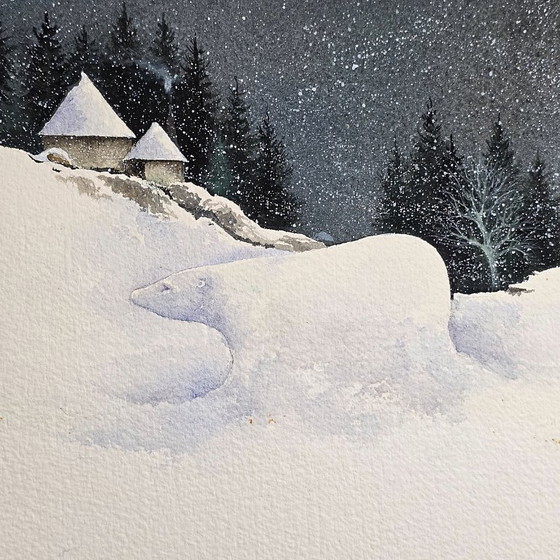 Image 1 of Olivier Dunrea gouache It's Snowing, from 2000