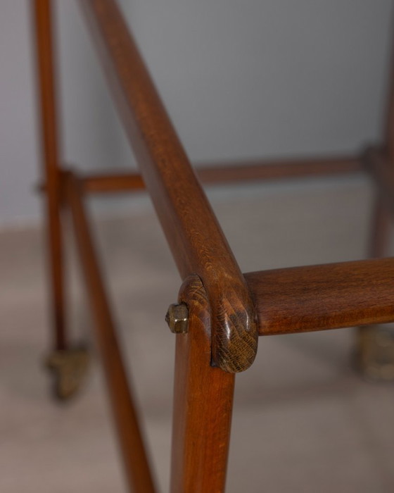 Image 1 of CARRELLO PORTAVANO VINTAGE ANNI '60 IN LEGNO E VETRO, DESIGN ITALIANO