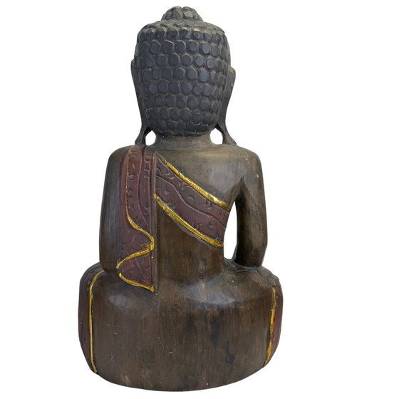 Monumental Vintage Balinese Hand-Carved Wooden Jina Buddha – Monolithic Hardwood (60.5 cm / 7.1 kg) (photo 5 of 11)