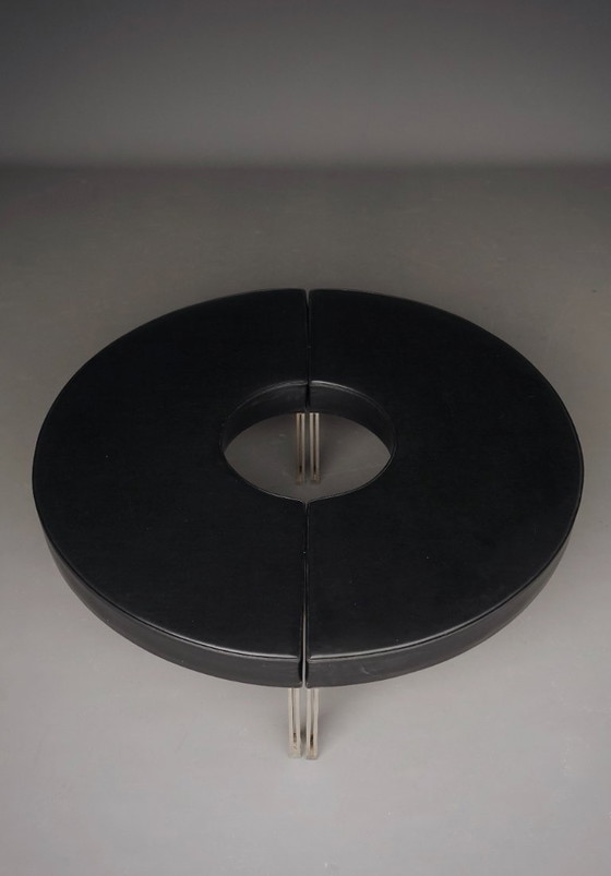Mid-Century Round Modernist Benches. 1960s. Set of 2 – Metal, Plastic (photo 18 of 23)