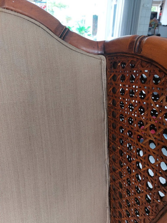 Poltrona Vintage Giorgetti Finto Bambù Wingback – Anni '70 – Condizioni Perfette – Poltrone, Rattan, Textile (photo 6 of 7)